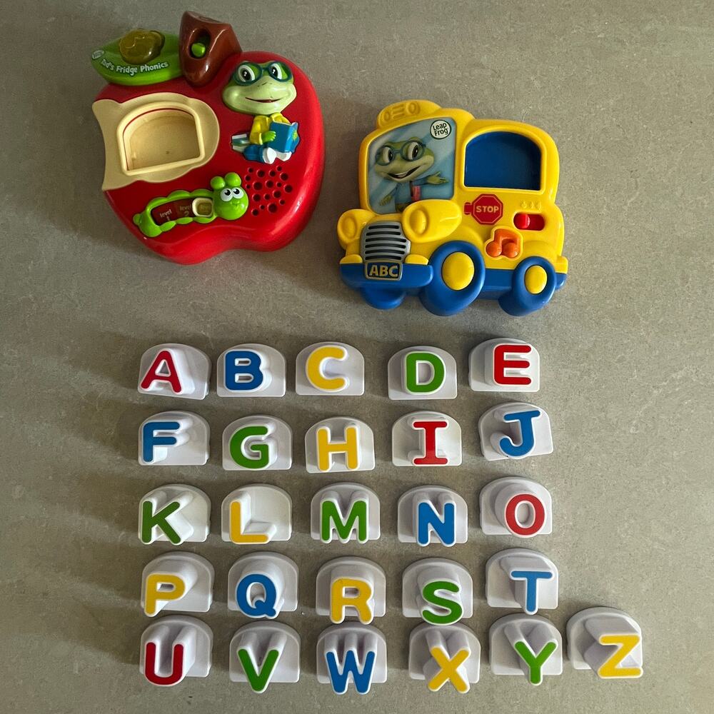 LeapFrog Tads Fridge Phonics Magnetic Alphabet Letter Set Complete Apple Bus